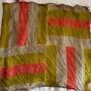 Elegant Coral and Fresh Green Colorblock Geometric Scarf by Vera